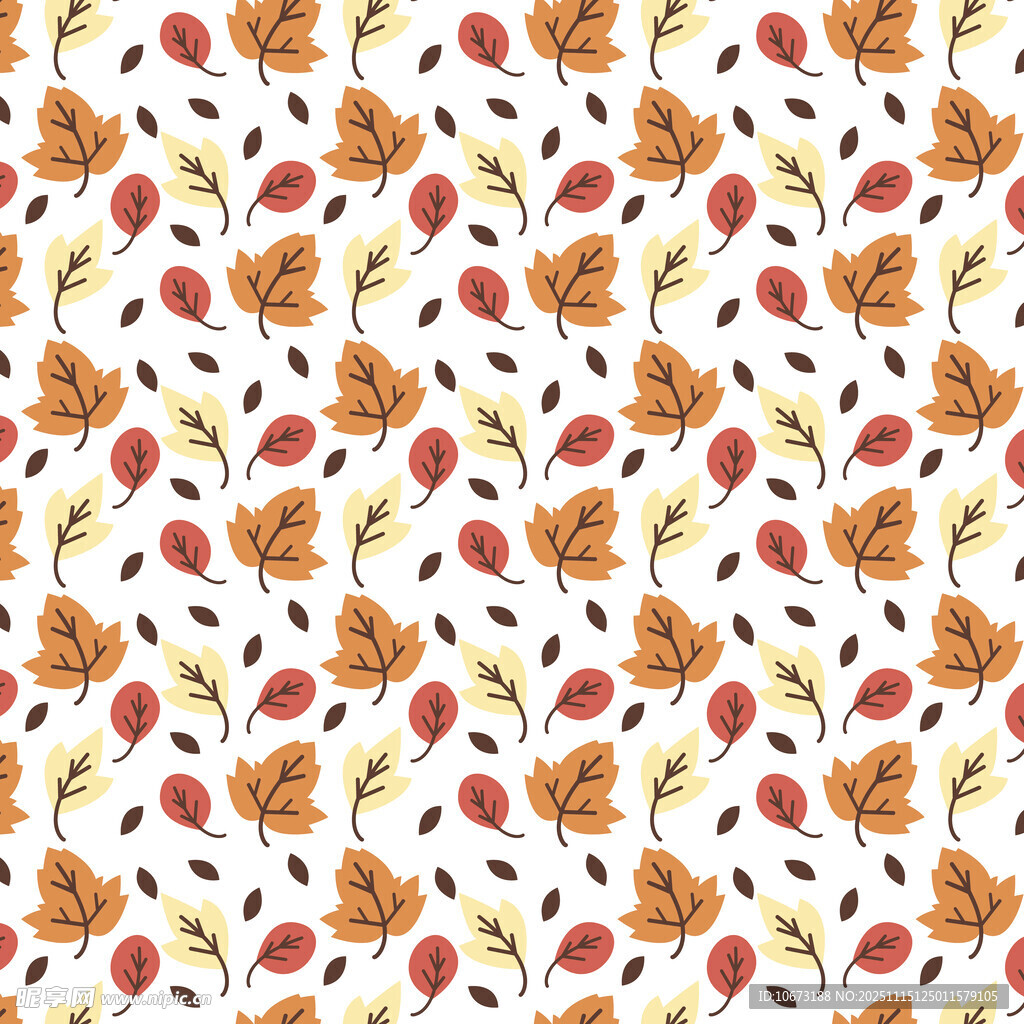 秋季落叶花卉无缝图案