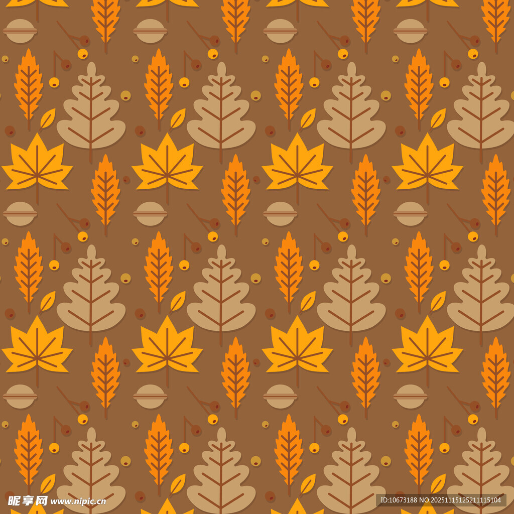 秋季树叶橡果图案背景