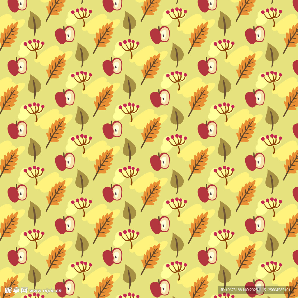 黄色背景卡通图案无缝纹理