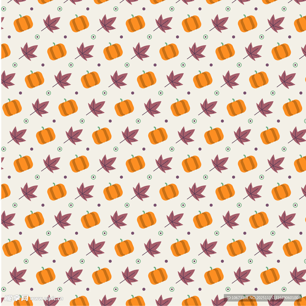南瓜枫叶图案无缝背景