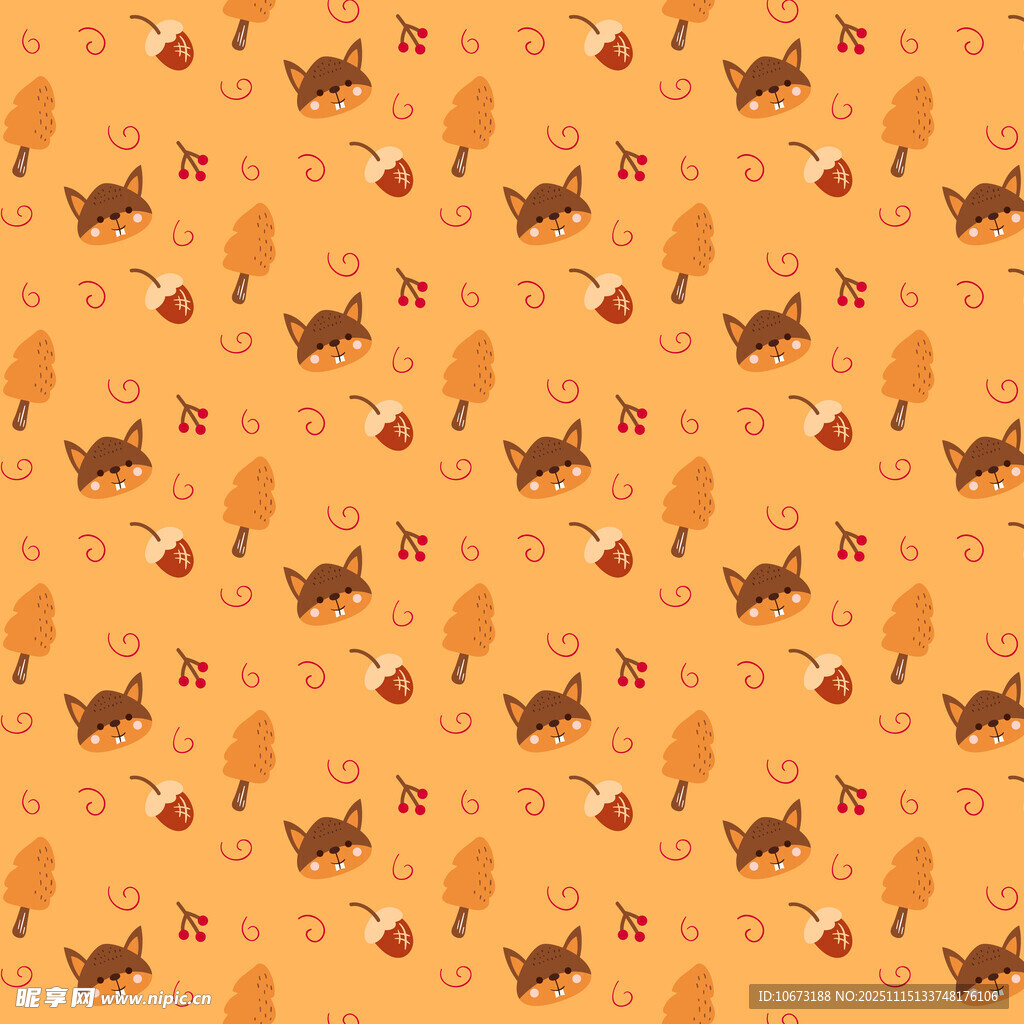 秋季动物图案背景