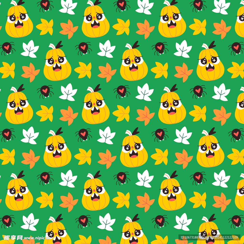 可爱小黄鸭绿叶图案背景