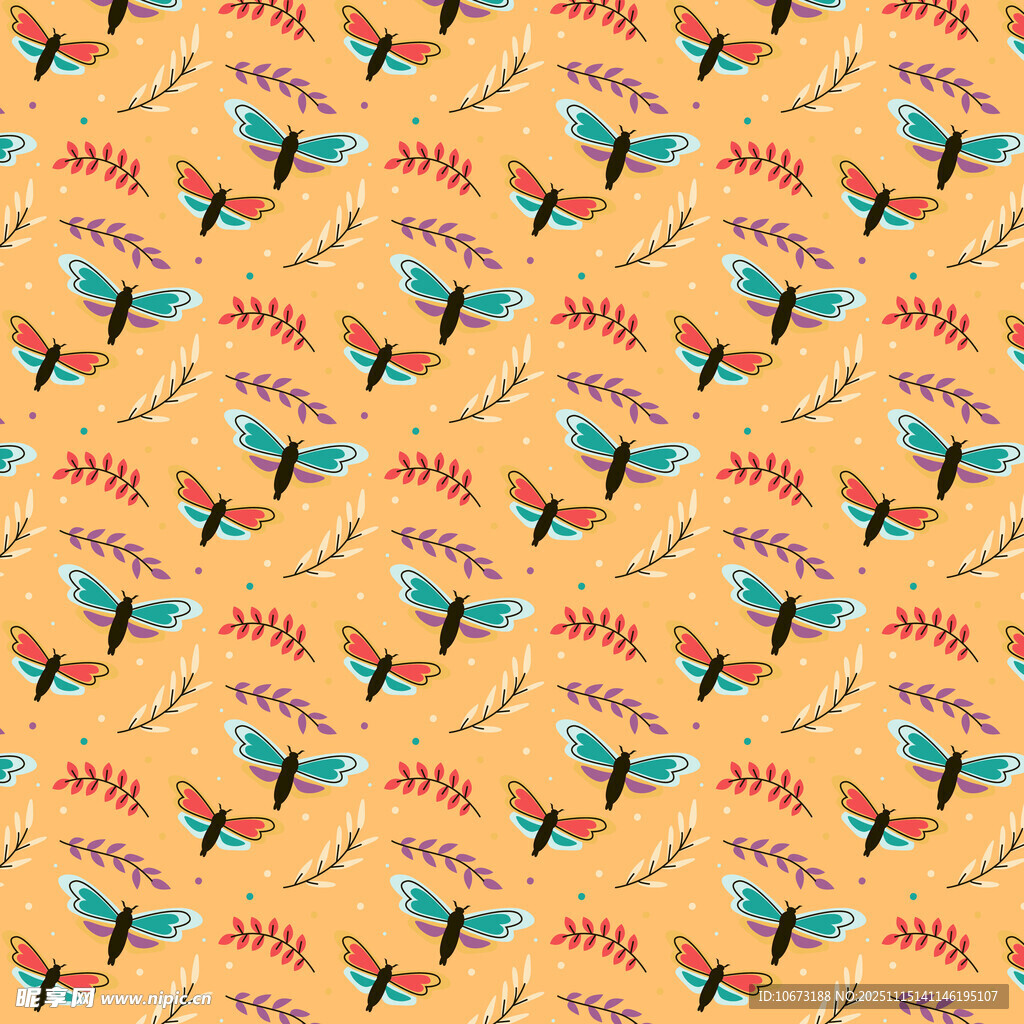 橙色底蜻蜓图案纹理背景