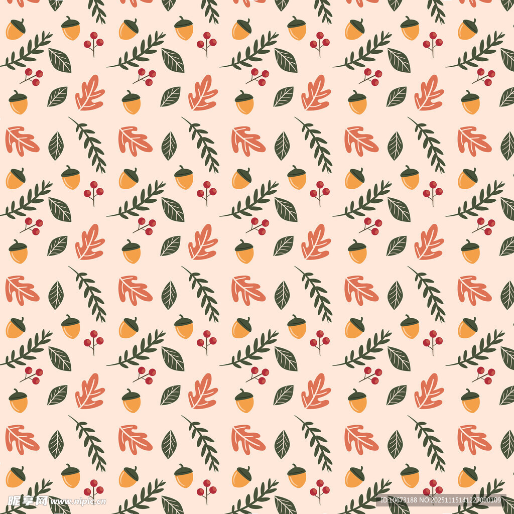 狐狸树叶水果图案背景