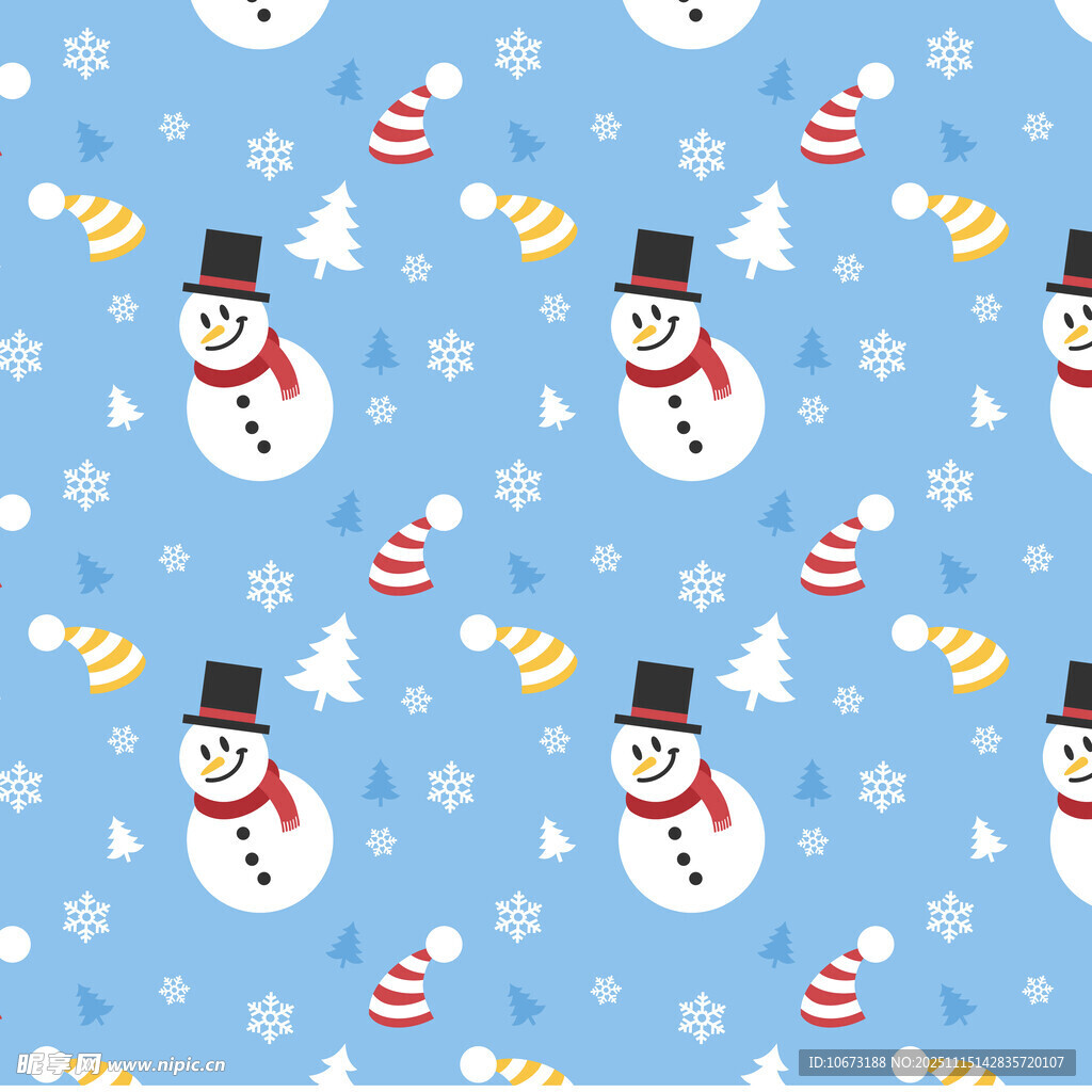 蓝色雪人圣诞图案背景