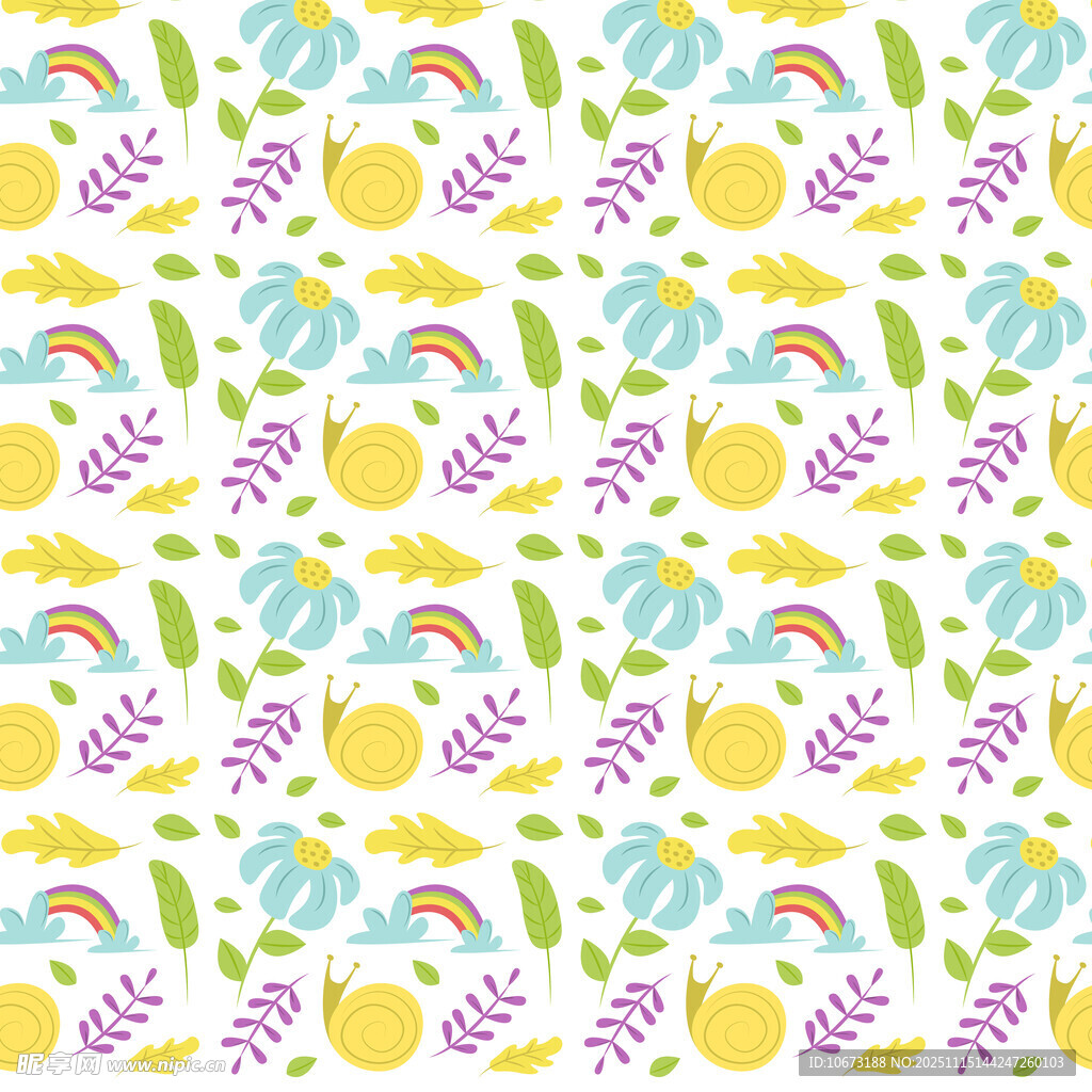 多彩水果与彩虹图案背景