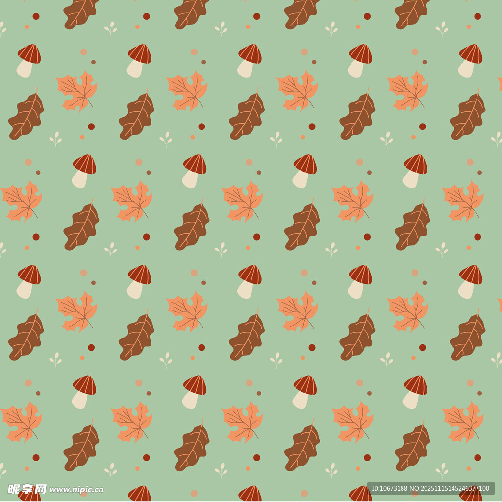 清新树叶橡果图案背景