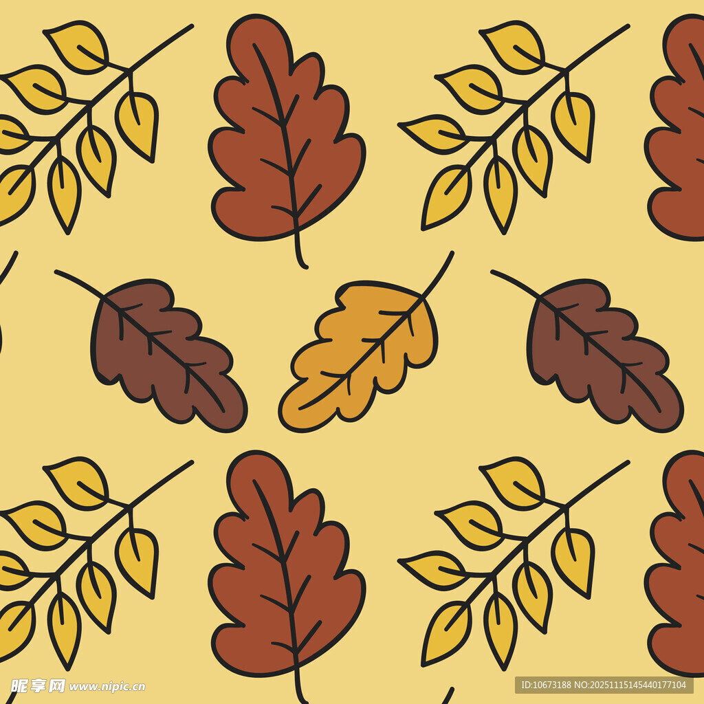 秋季树叶无缝图案背景