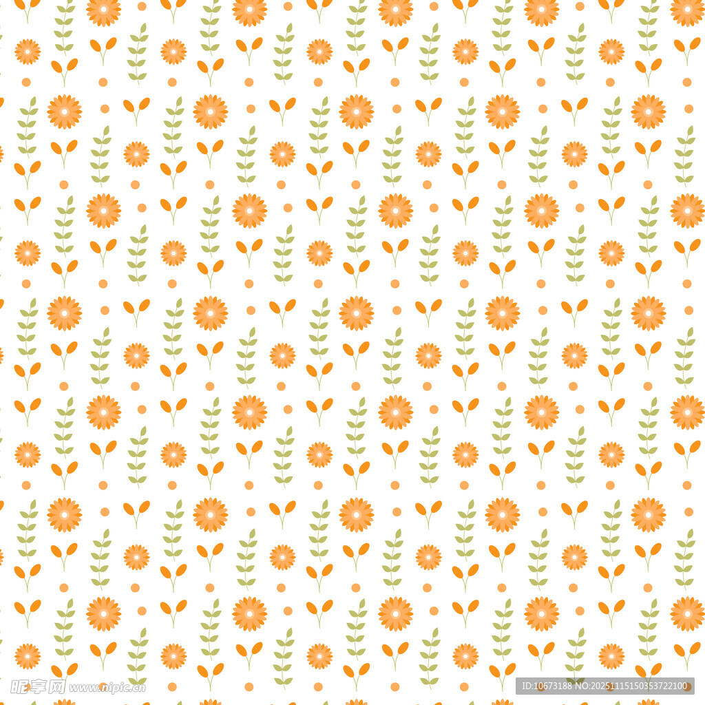 橙色花卉几何图案背景图