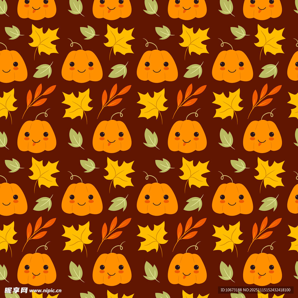 万圣节南瓜枫叶图案背景