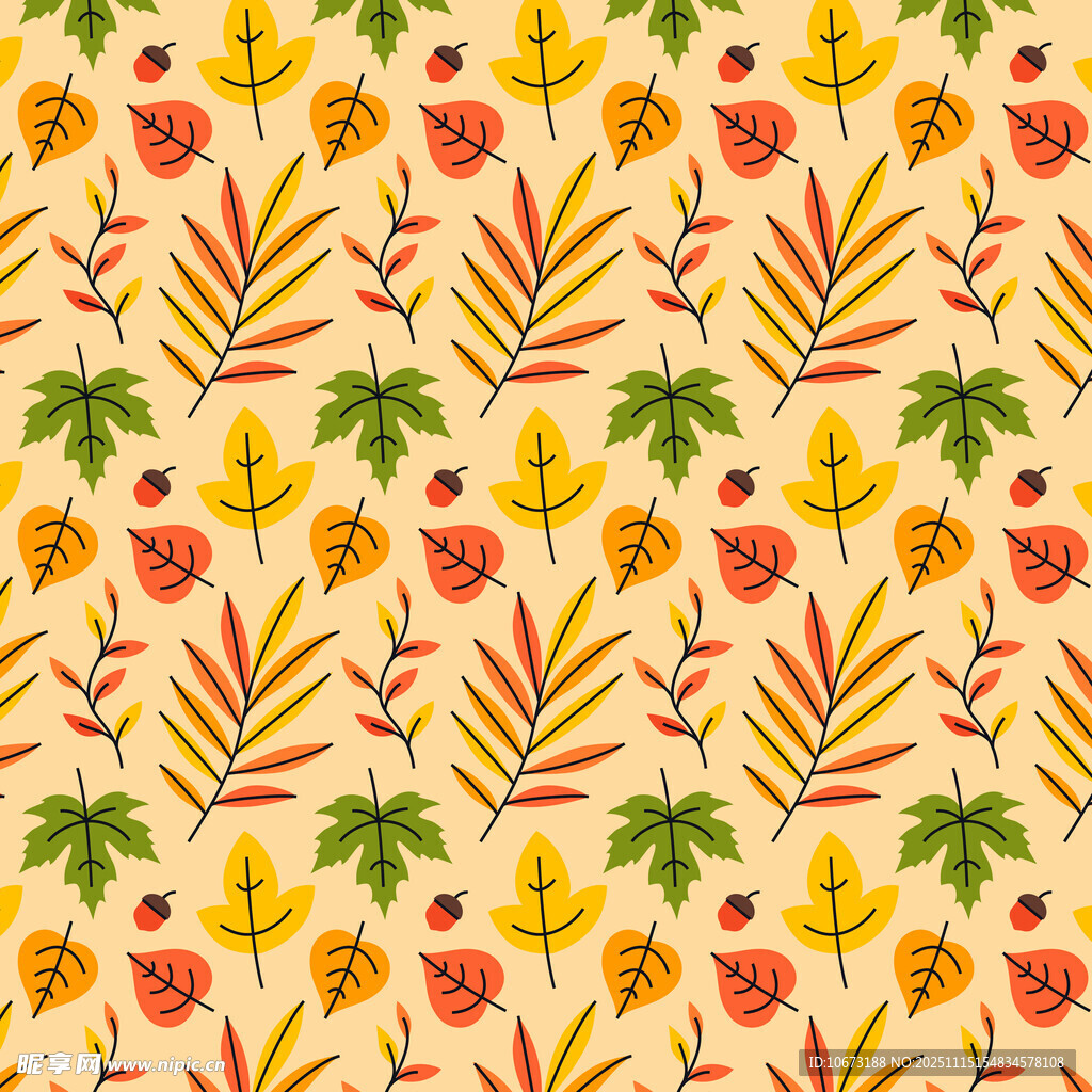 秋季植物瓢虫图案背景图