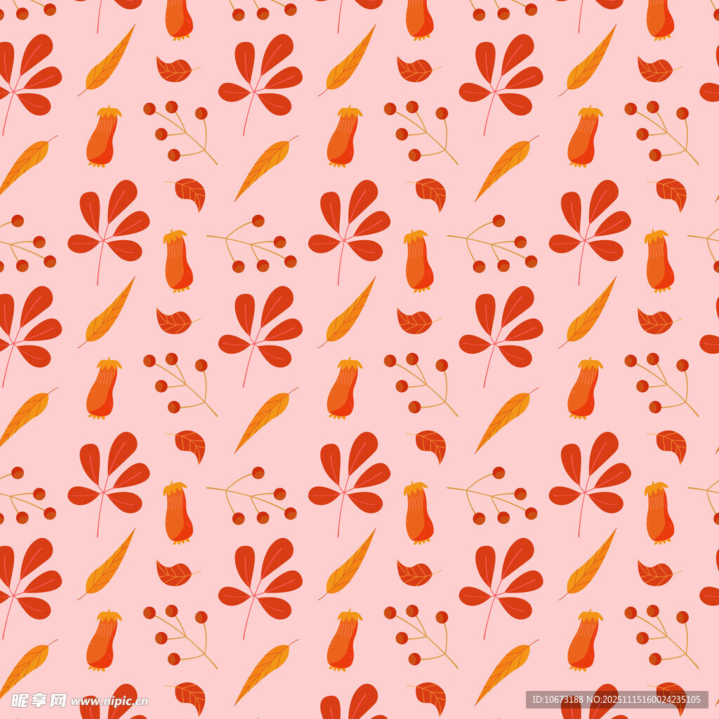 粉色底胡萝卜花卉图案