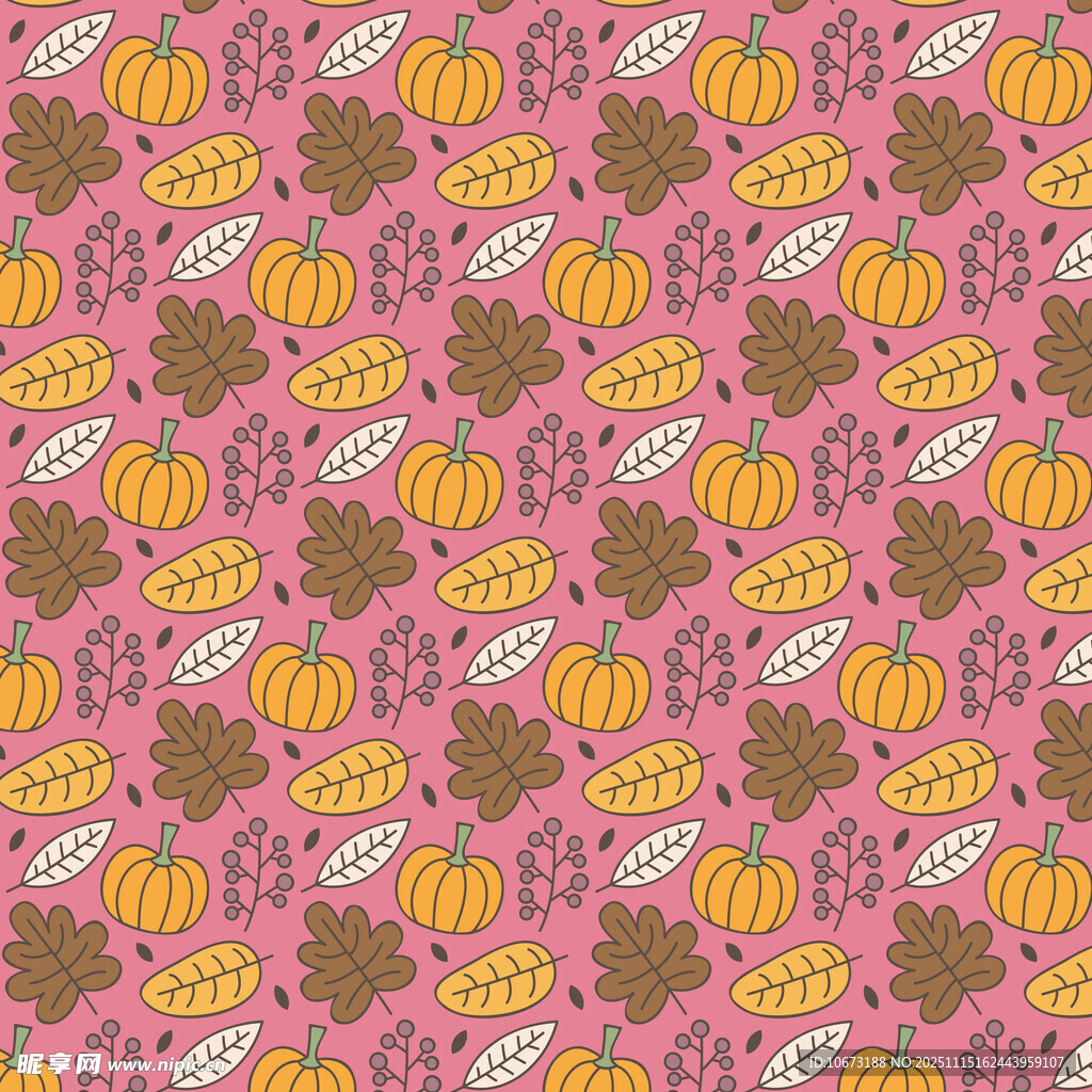 粉色背景南瓜图案无缝纹理