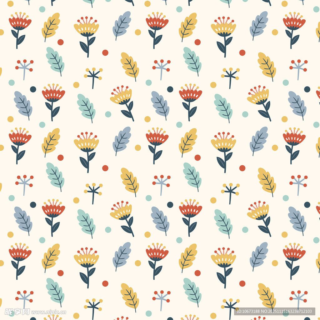 花卉植物无缝图案背景