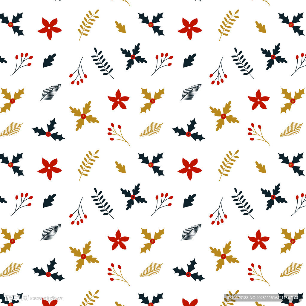 圣诞元素无缝图案背景