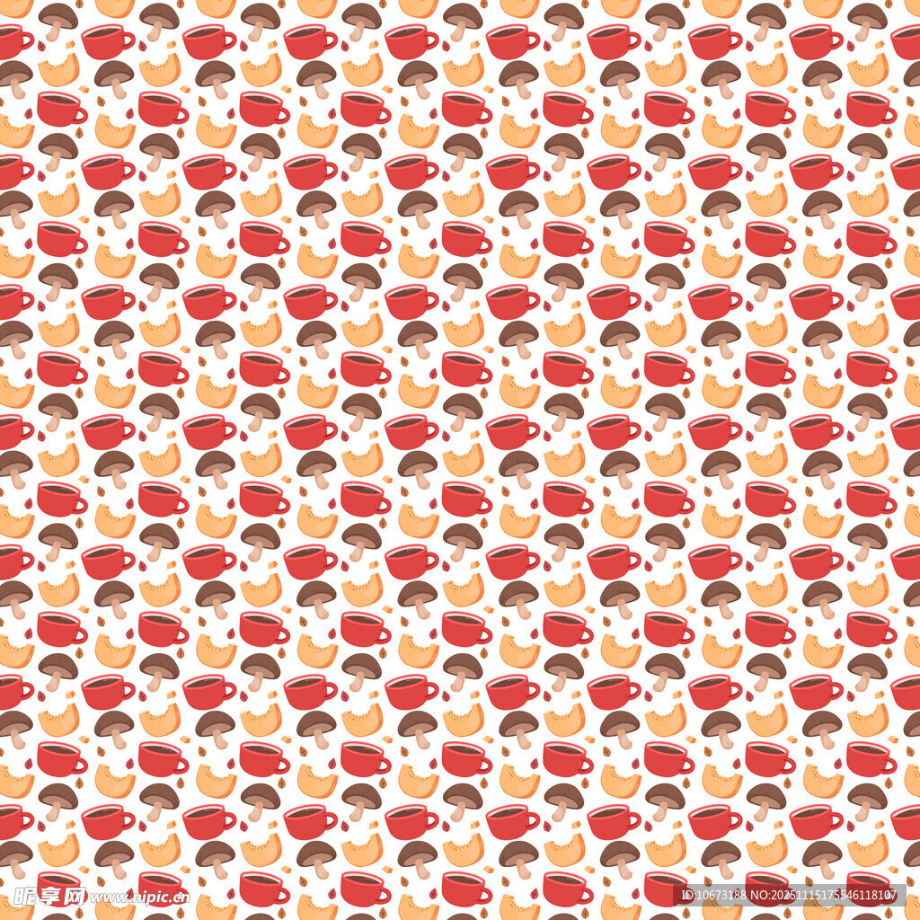 红色蘑菇图案无缝背景图
