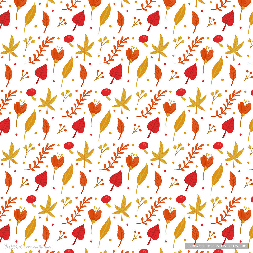秋季元素水彩无缝图案
