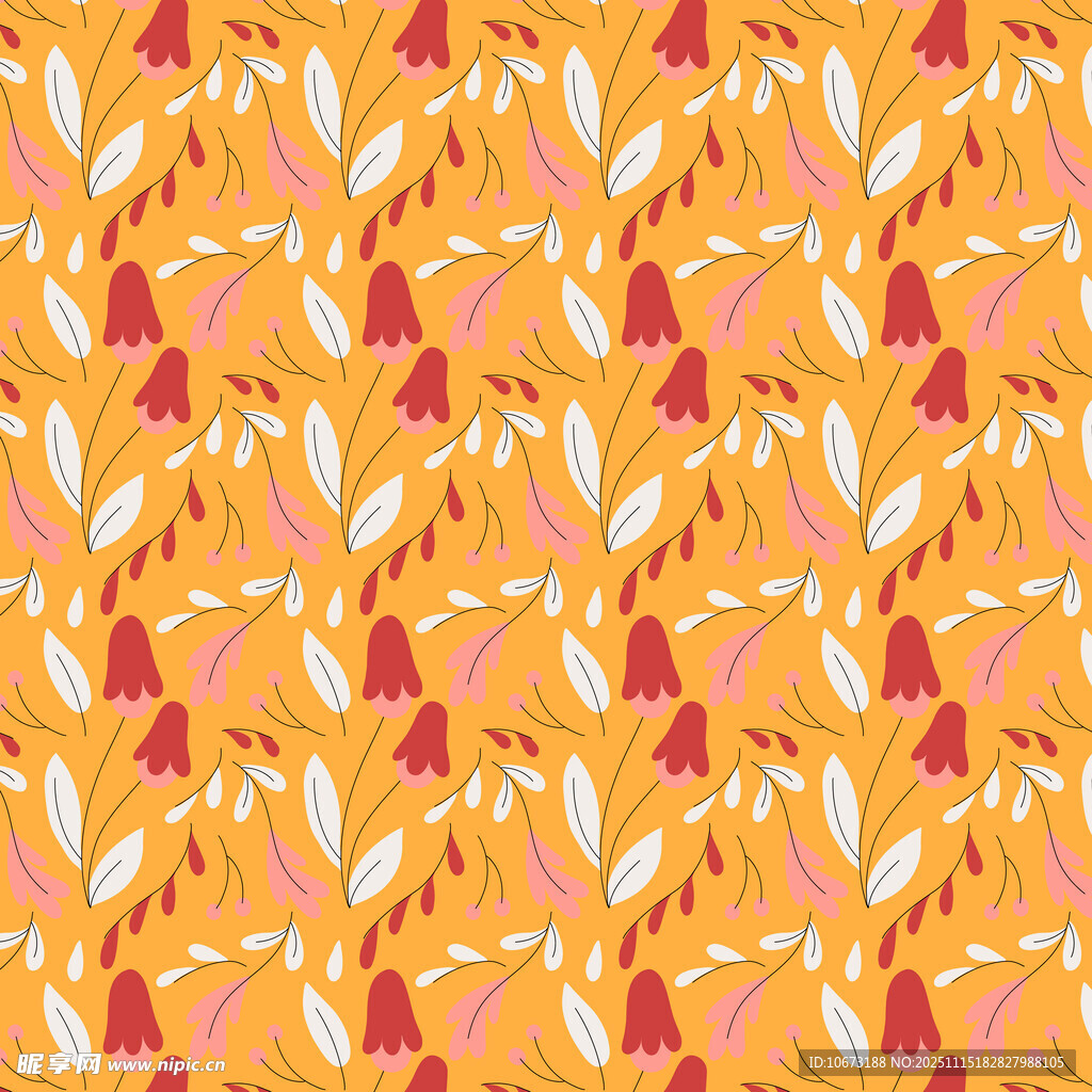 橙色花卉几何图案背景