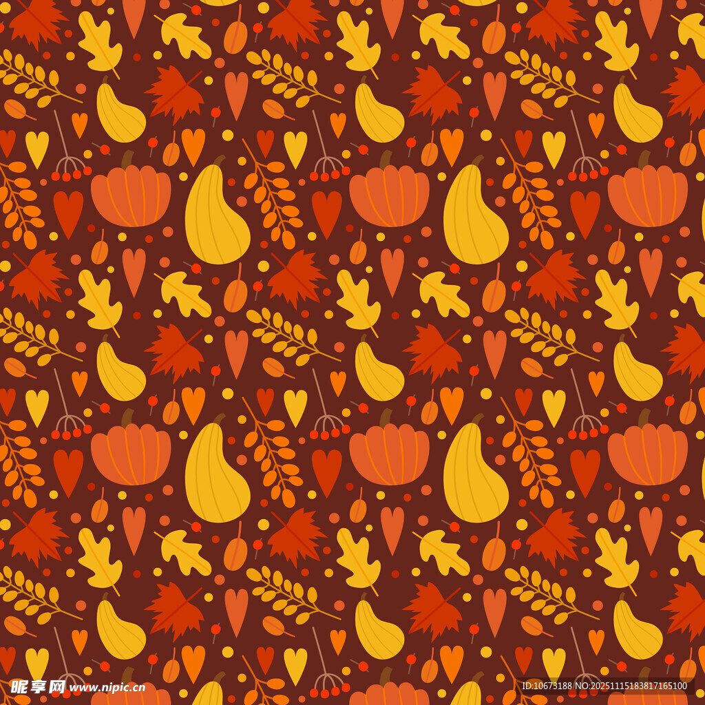 秋季水果树叶图案背景