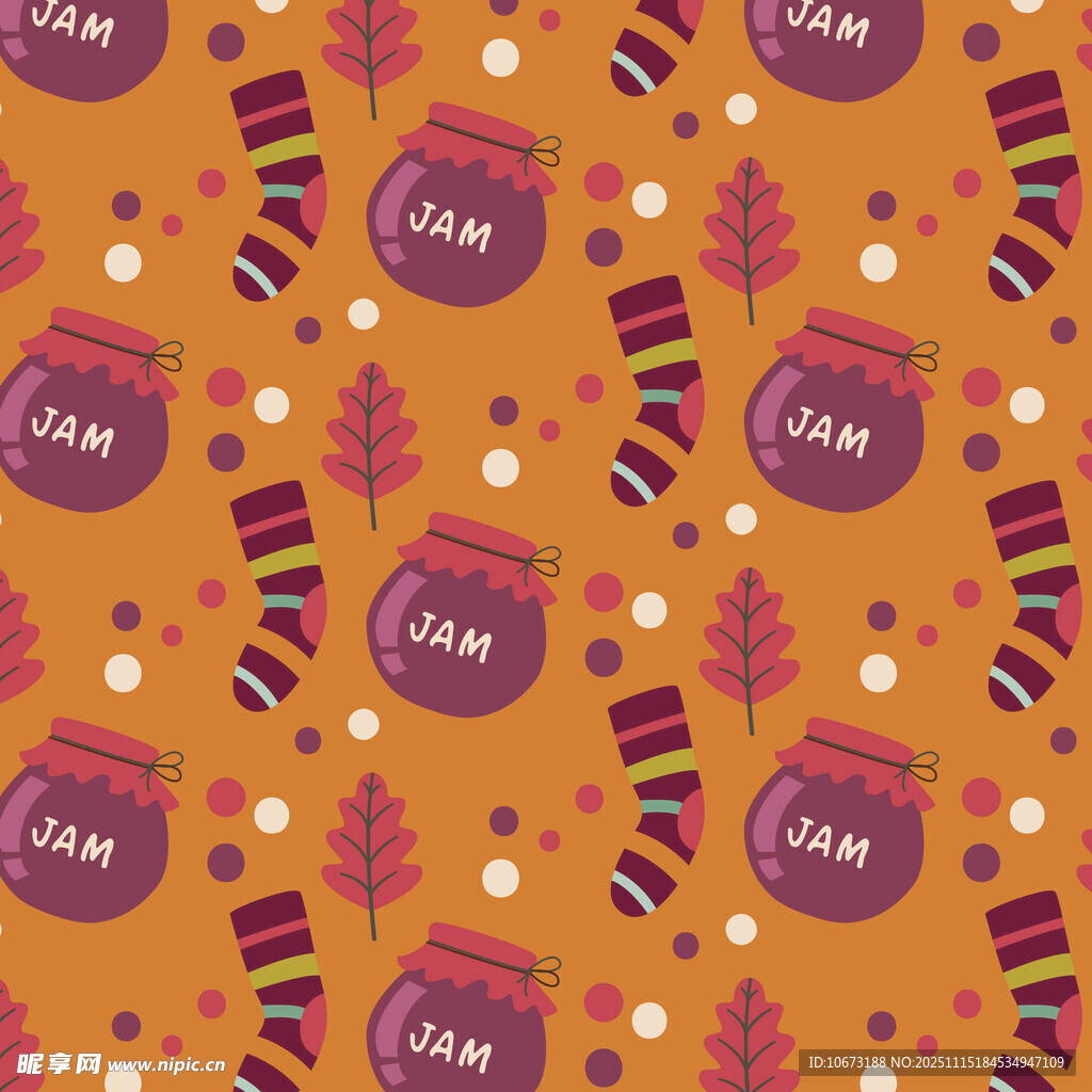 橙色咖啡主题无缝图案