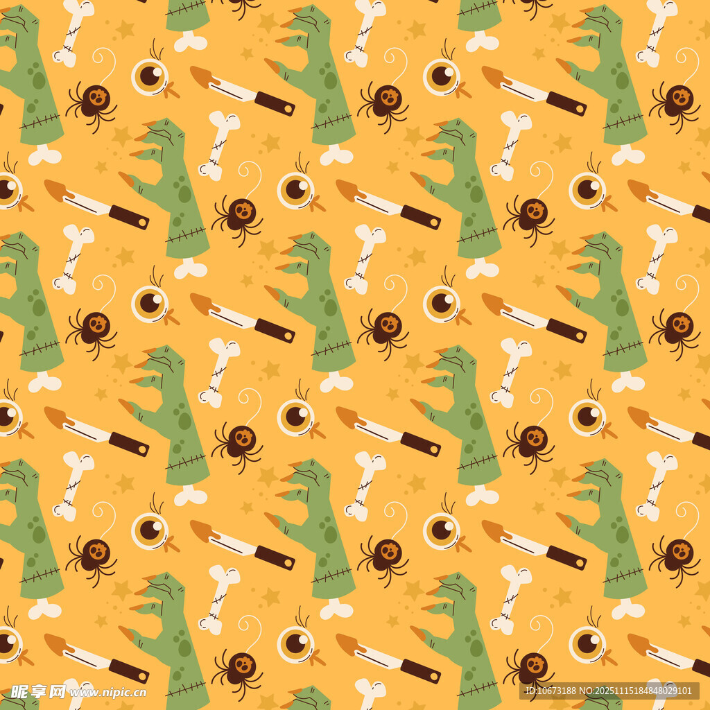 黄色背景恐龙图案无缝纹理