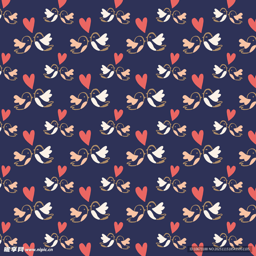 爱心飞鸟图案背景素材