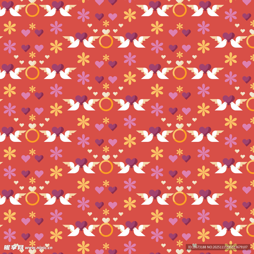 红色多彩花纹图案背景