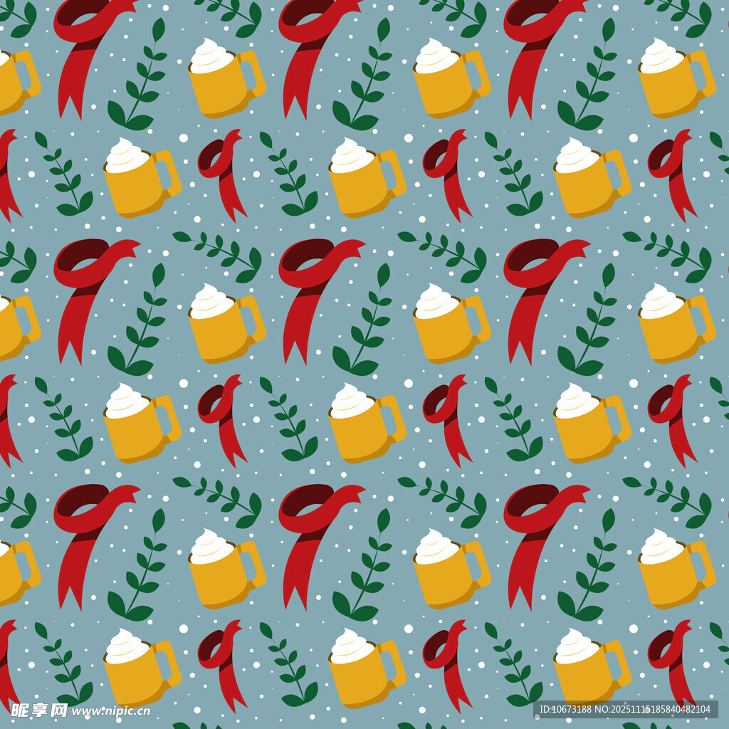 圣诞啤酒元素无缝图案