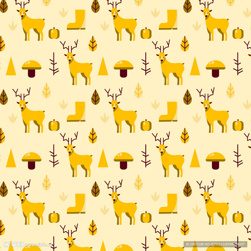 可爱小鹿森林图案背景
