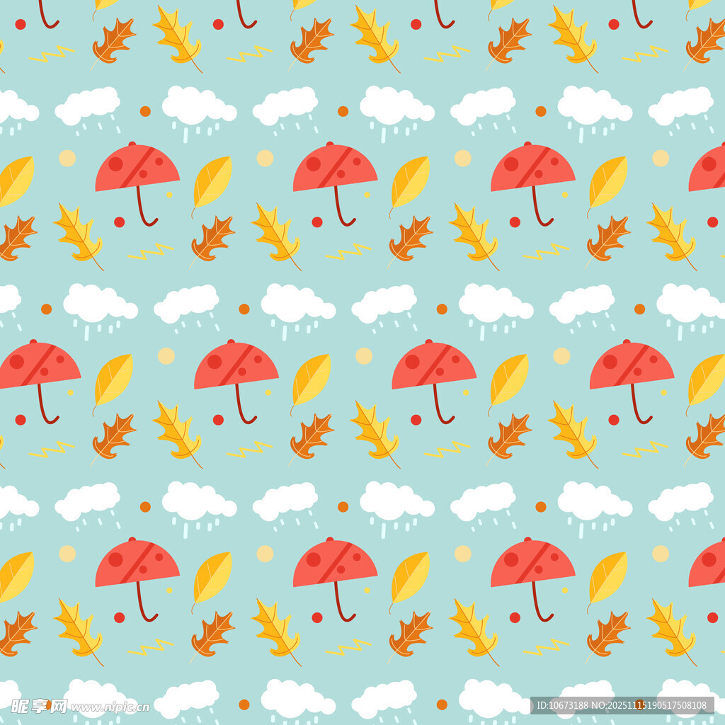 秋季雨伞落叶图案背景