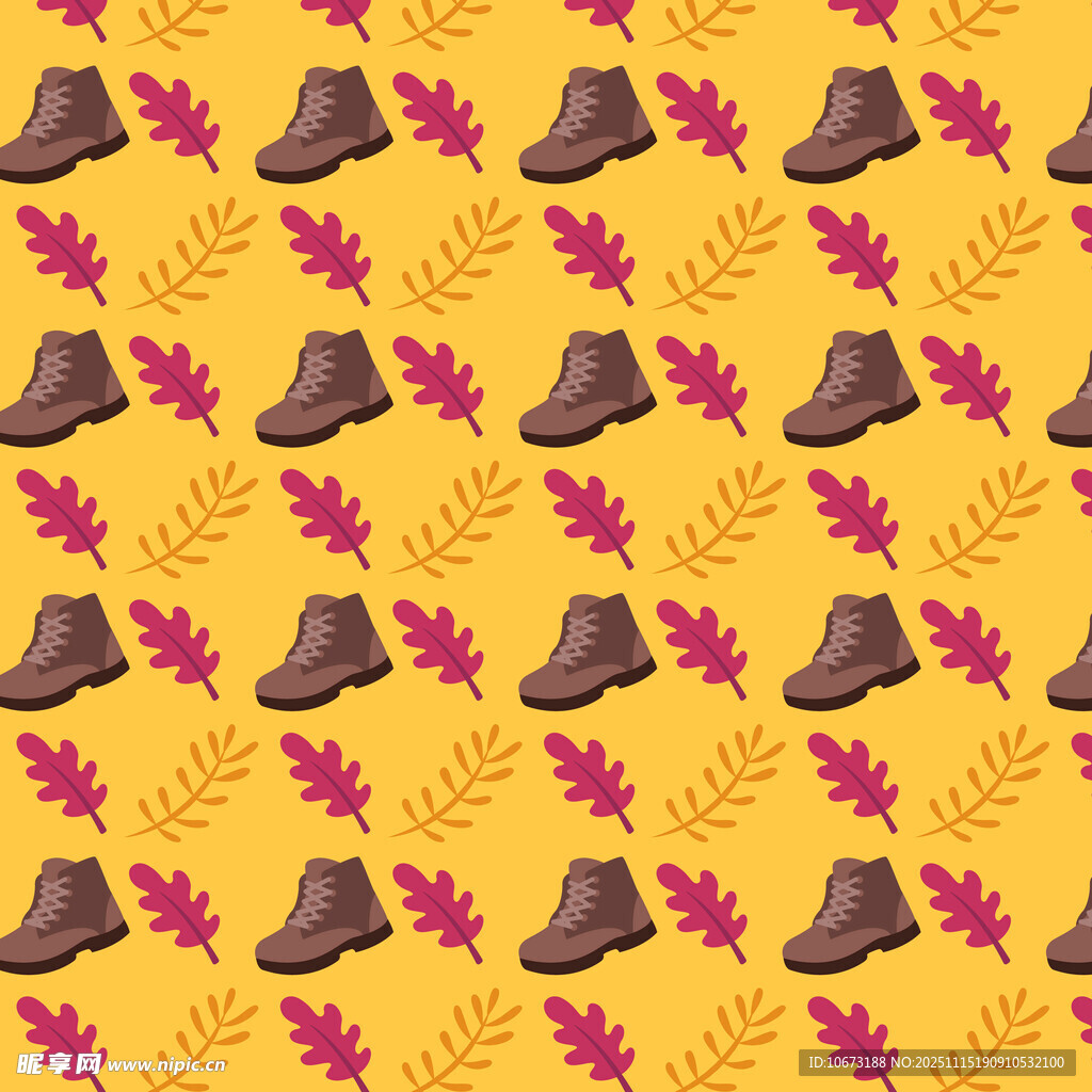 秋季靴子与叶子图案背景