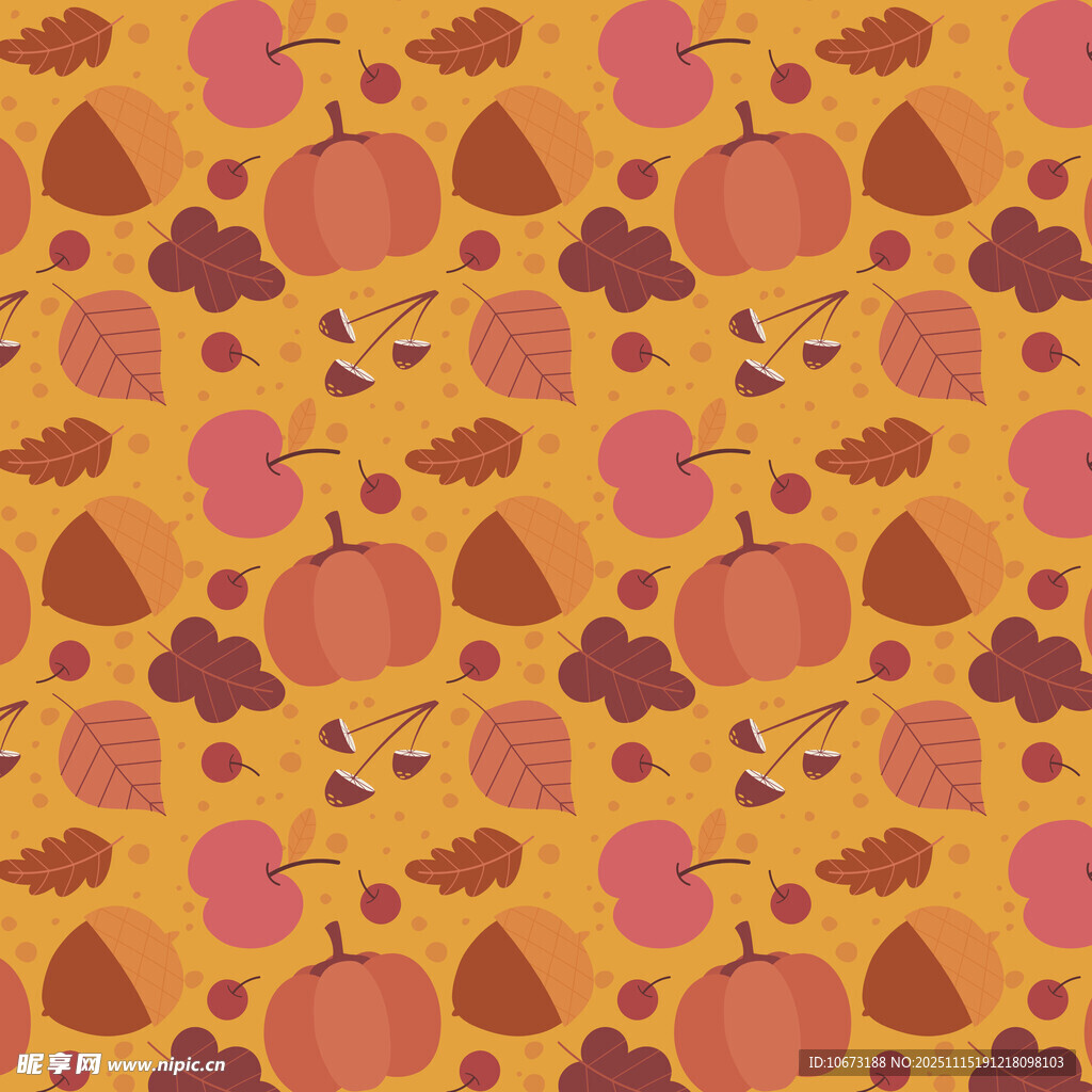 秋季水果树叶图案背景