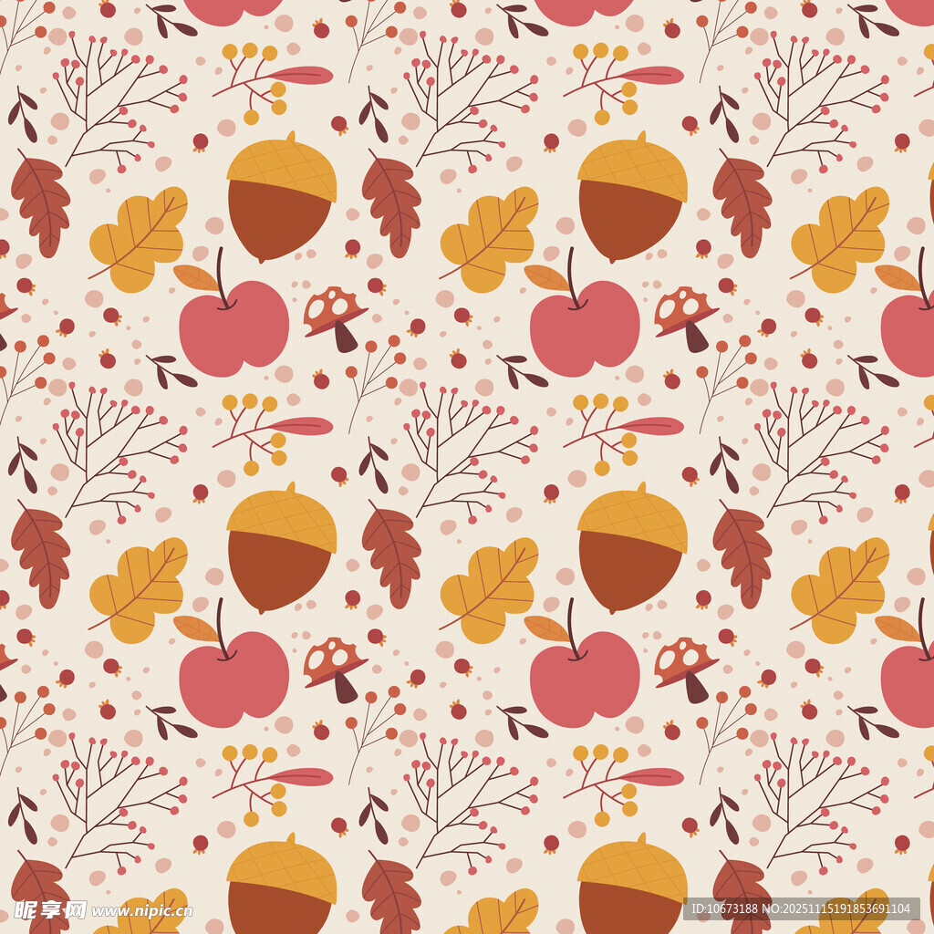 秋季橡果花卉图案背景