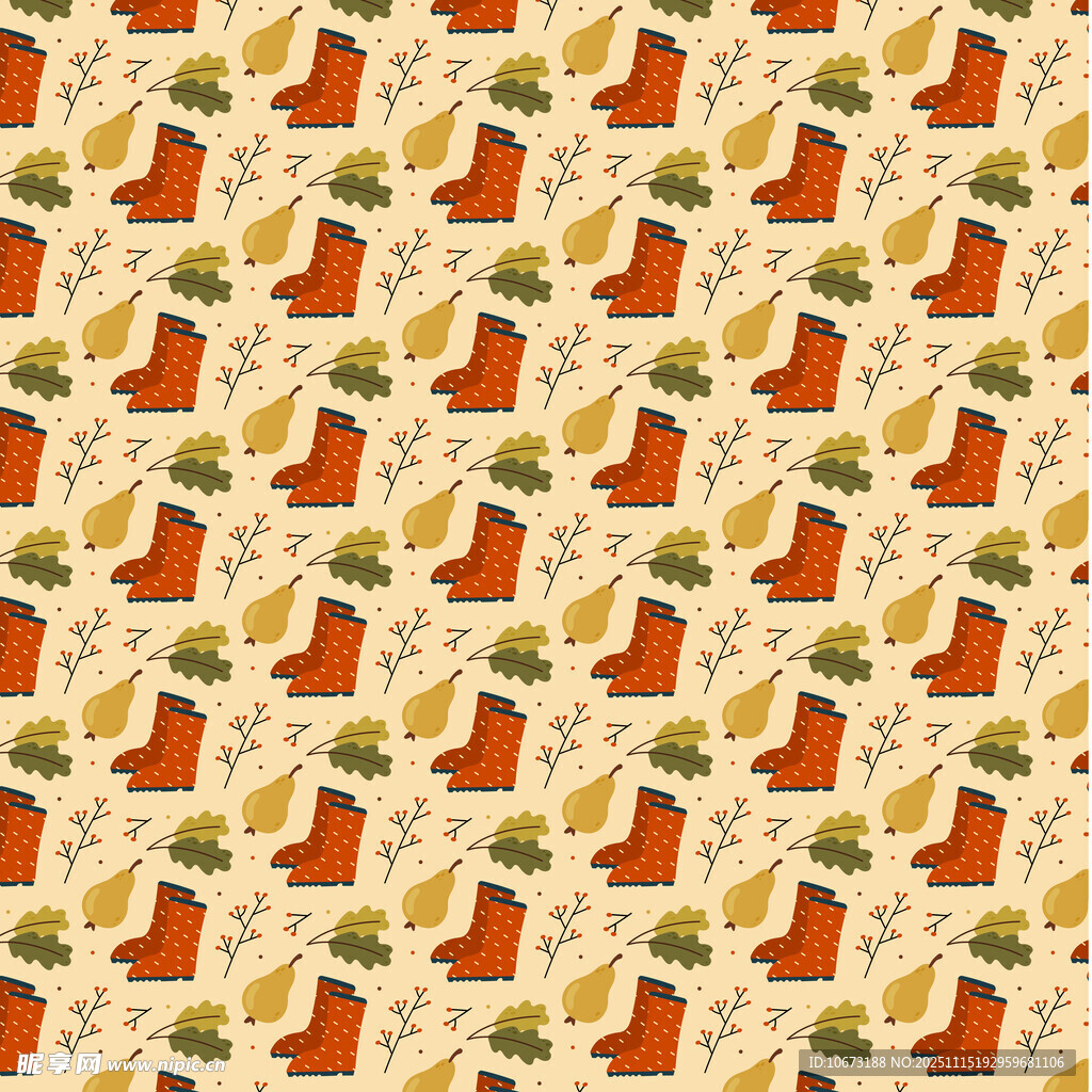 橙色雨靴图案背景纹理