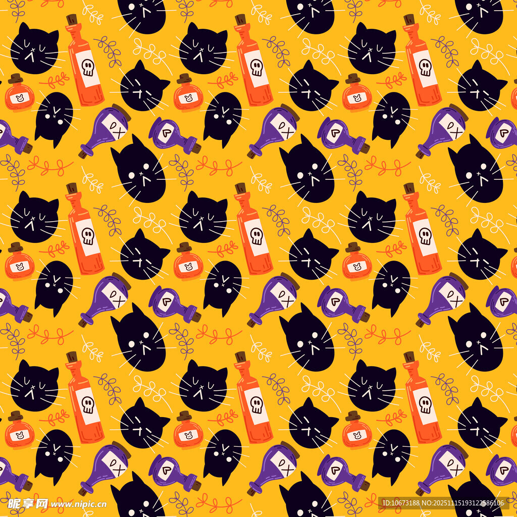 黑猫万圣节图案背景