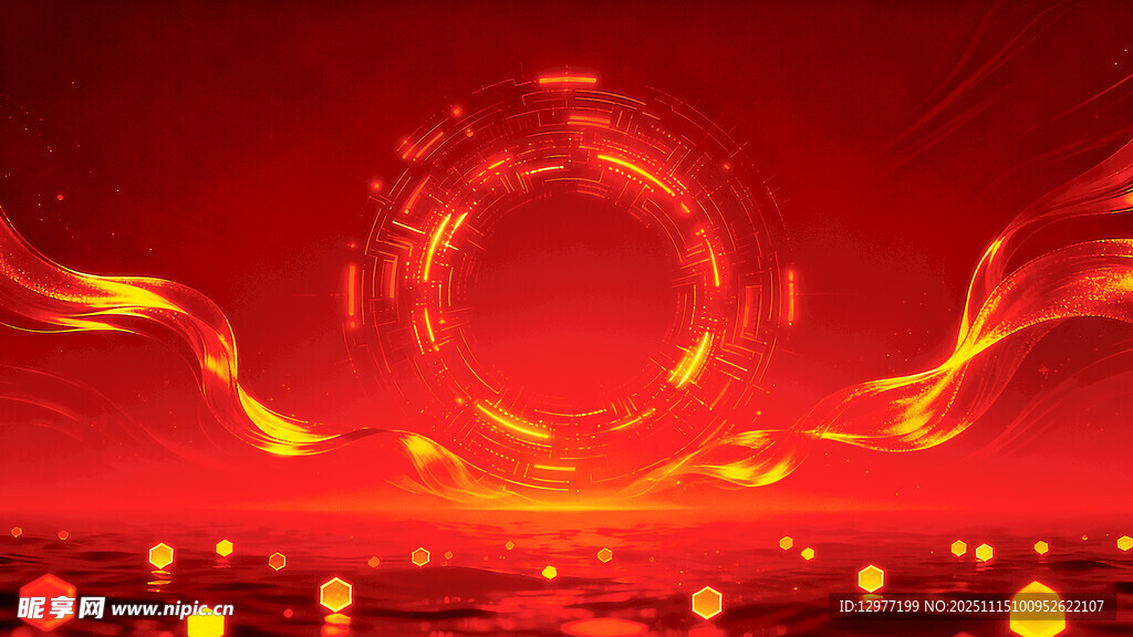 红色火焰环绕特效背景图