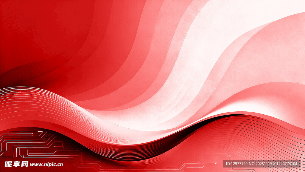 红色动感波浪背景图