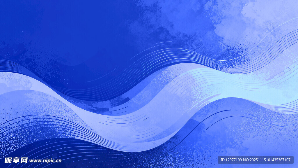蓝色波浪抽象艺术背景