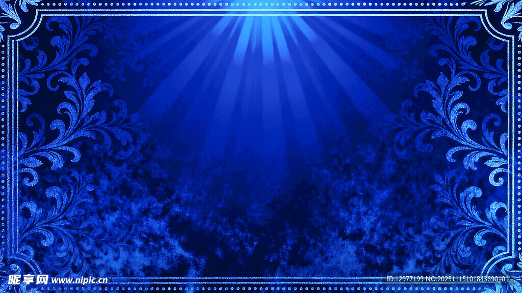 蓝色梦幻花纹背景图