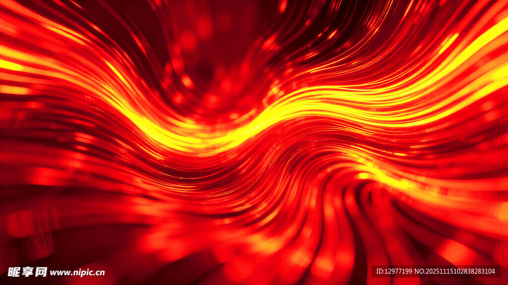 炫彩红色动感光线背景