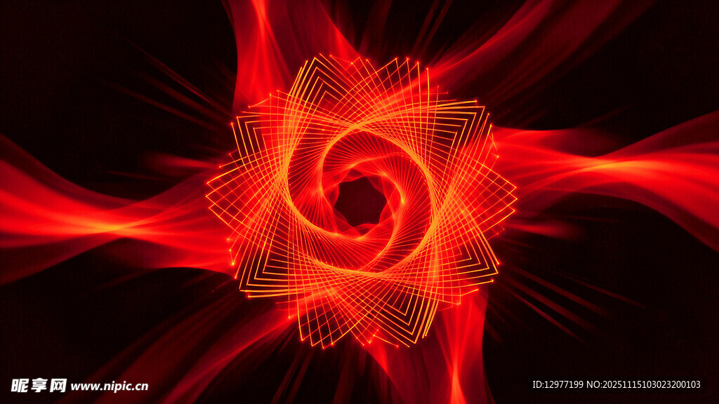 炫彩红色螺旋光效图案