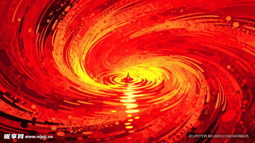 红色炫彩漩涡抽象艺术图