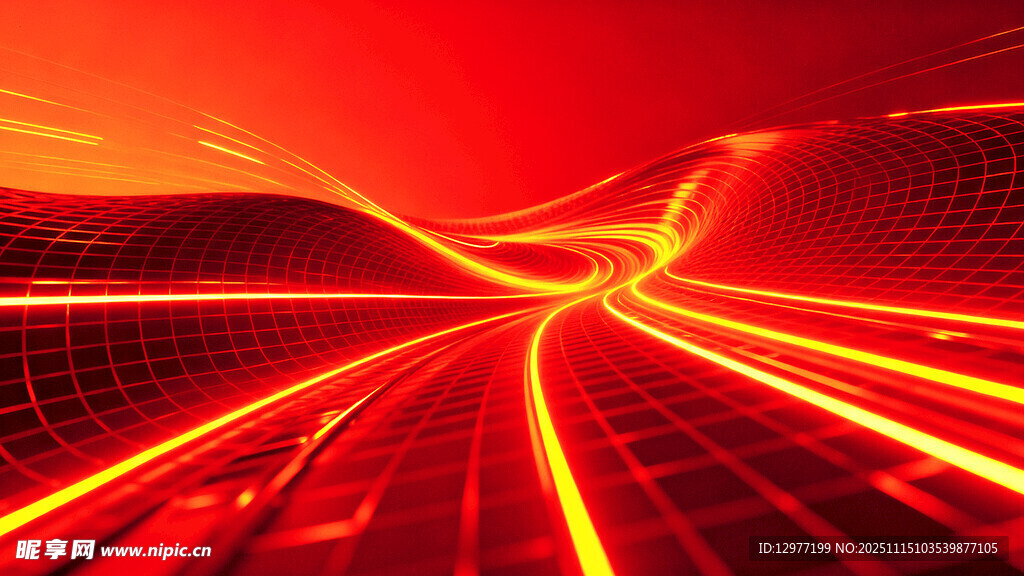 炫彩红色光线科技感背景