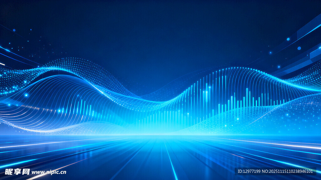蓝色科技动感光线背景图