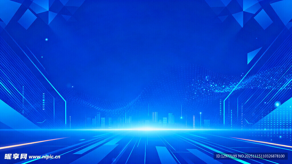 科技感蓝色未来道路背景
