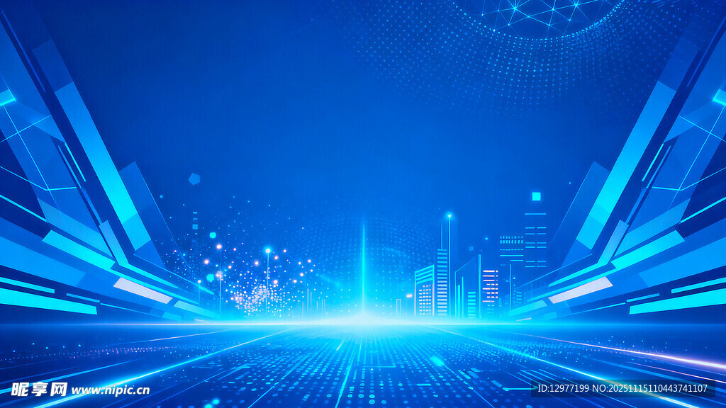 科技感蓝色未来感光线背景
