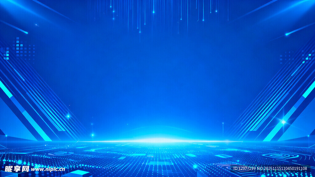 蓝色科技风未来感舞台背景