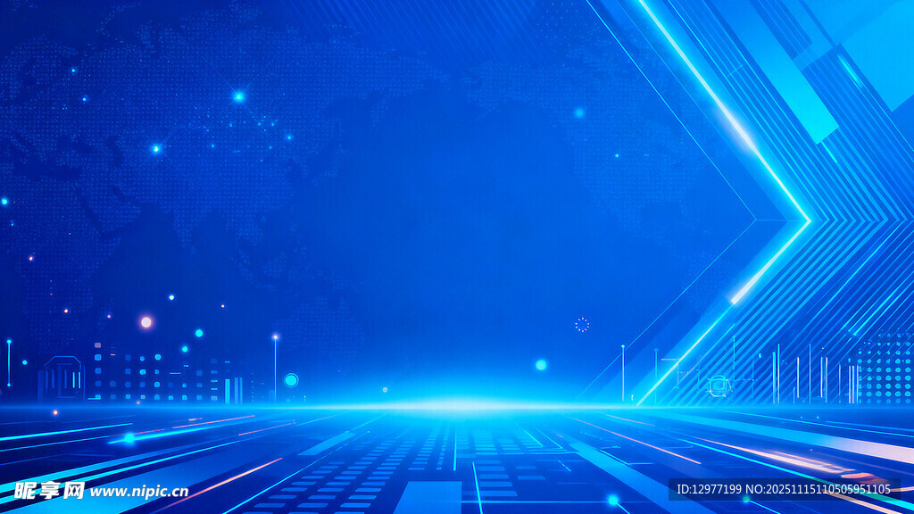 科技感蓝色未来城市背景