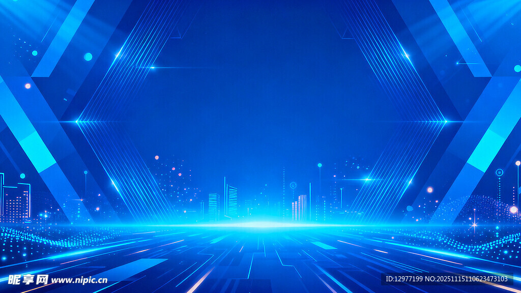 炫酷蓝色科技感舞台背景
