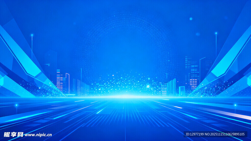 蓝色科技感未来道路场景
